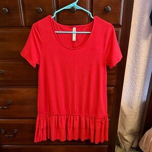 Red Short Sleeve Women's Top